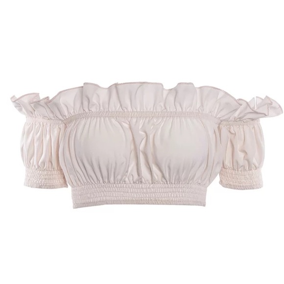 🆕Shelby Pink Off the Shoulder Ruffle Crop Top - Picture 4 of 6